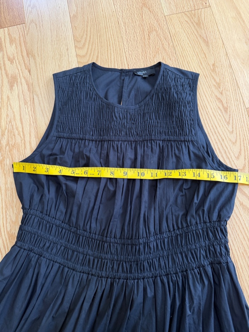 Nobody’s Child Sz 8, black cotton sleeveless  dress with smocking.UK size 12. - Picture 7 of 10